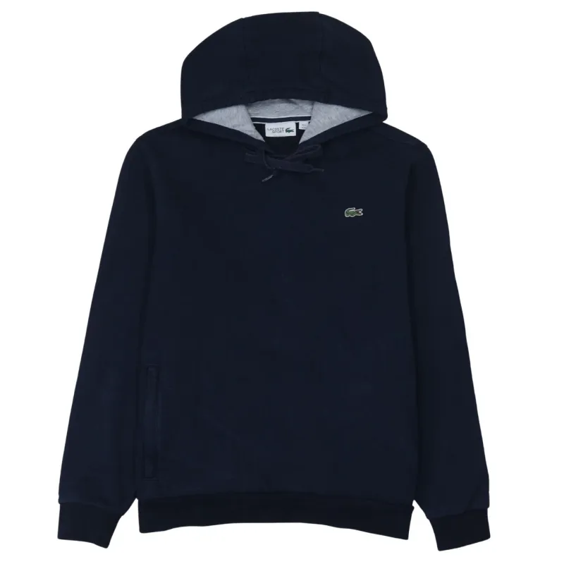 Lacoste Navy Blue Hoodie Women’s XLarge Embroidered Croc Logo Drawstring Hood Pullover Sweatshirt made by Lacoste
