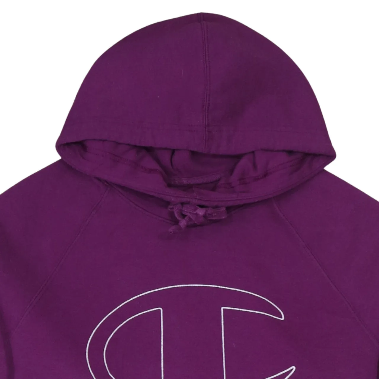 Champion Purple Hoodie Women’s Large Embroidered Outline Logo Sleeve Script Pullover Sweatshirt sold by Vintage Club product image thumbnail 3