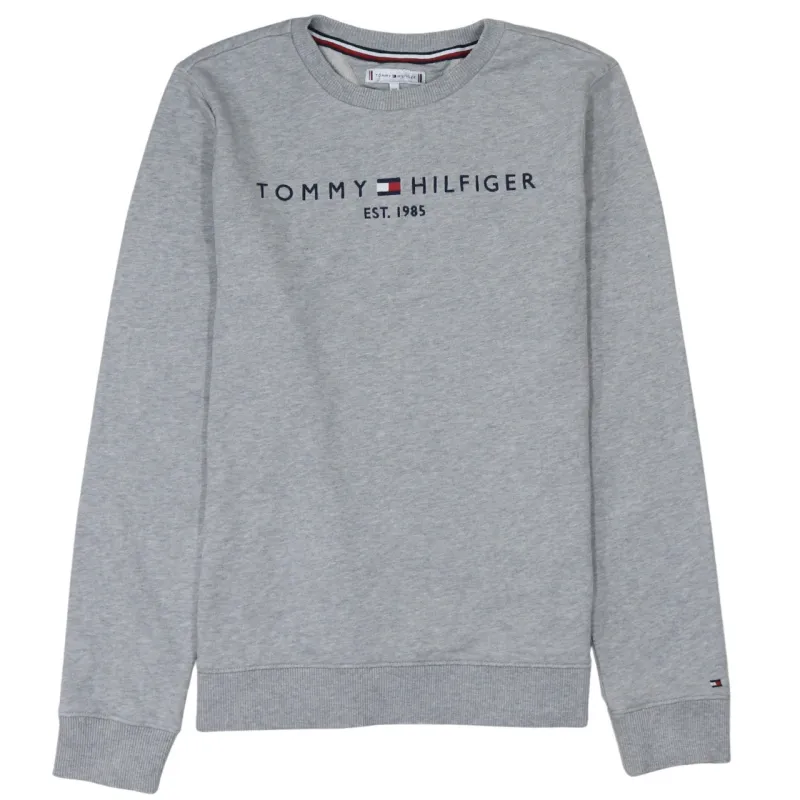 Tommy Hilfiger Grey Sweatshirt Men's Small Embroidered Chest Logo Crewneck Pullover Top sold by Vintage Club