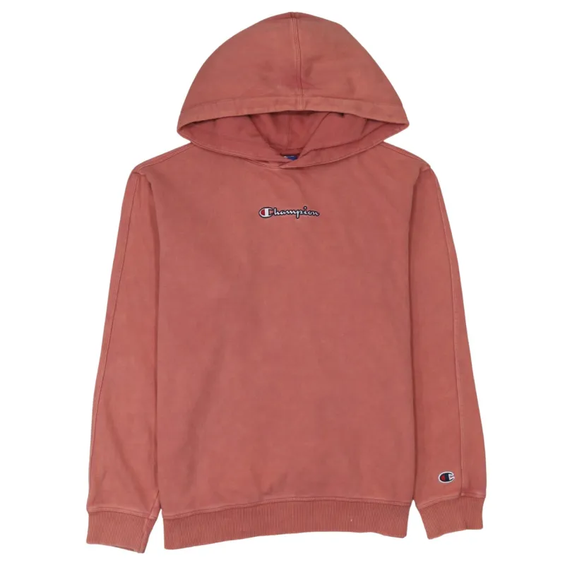 Champion Faded Pink Hoodie Men's Small Embroidered Chest Logo Cuff Logo Pullover Sweatshirt made by Champion