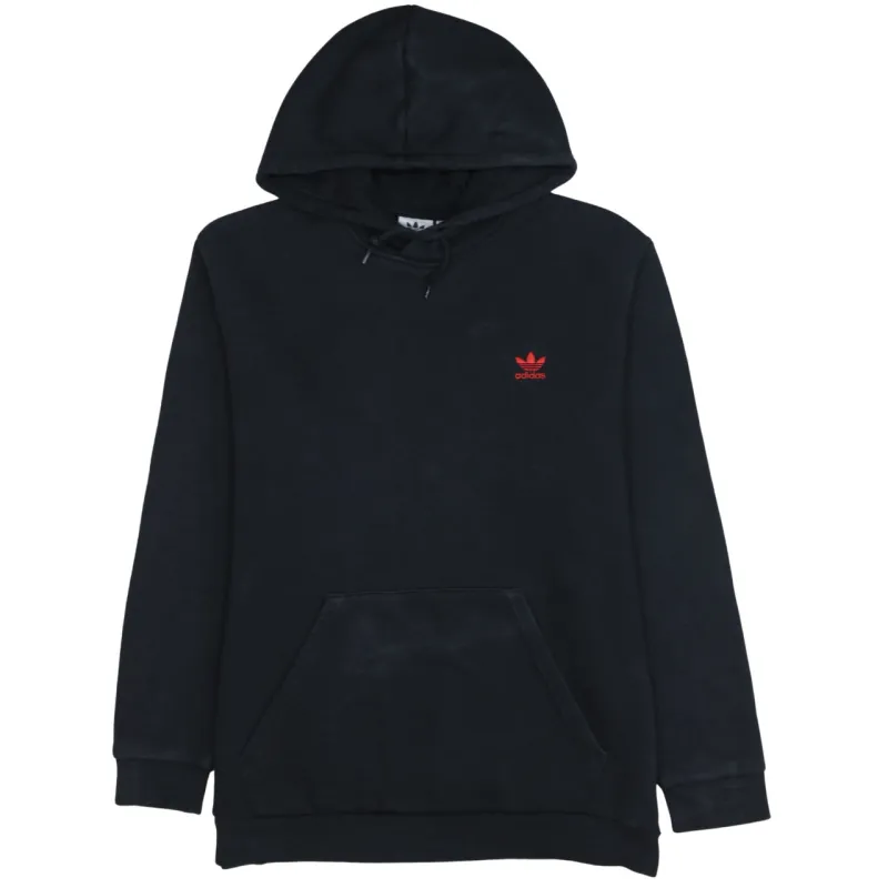 Adidas Black Hoodie Men's XLarge Embroidered Red Trefoil Logo Front Pocket Pullover Sweatshirt sold by Vintage Club