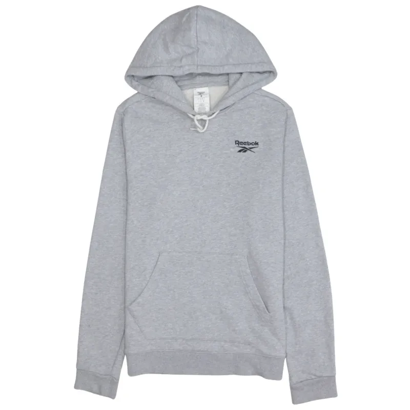 Reebok Grey Hoodie Men's Small Embroidered Chest Logo Front Pocket Pullover Sweatshirt sold by Vintage Club