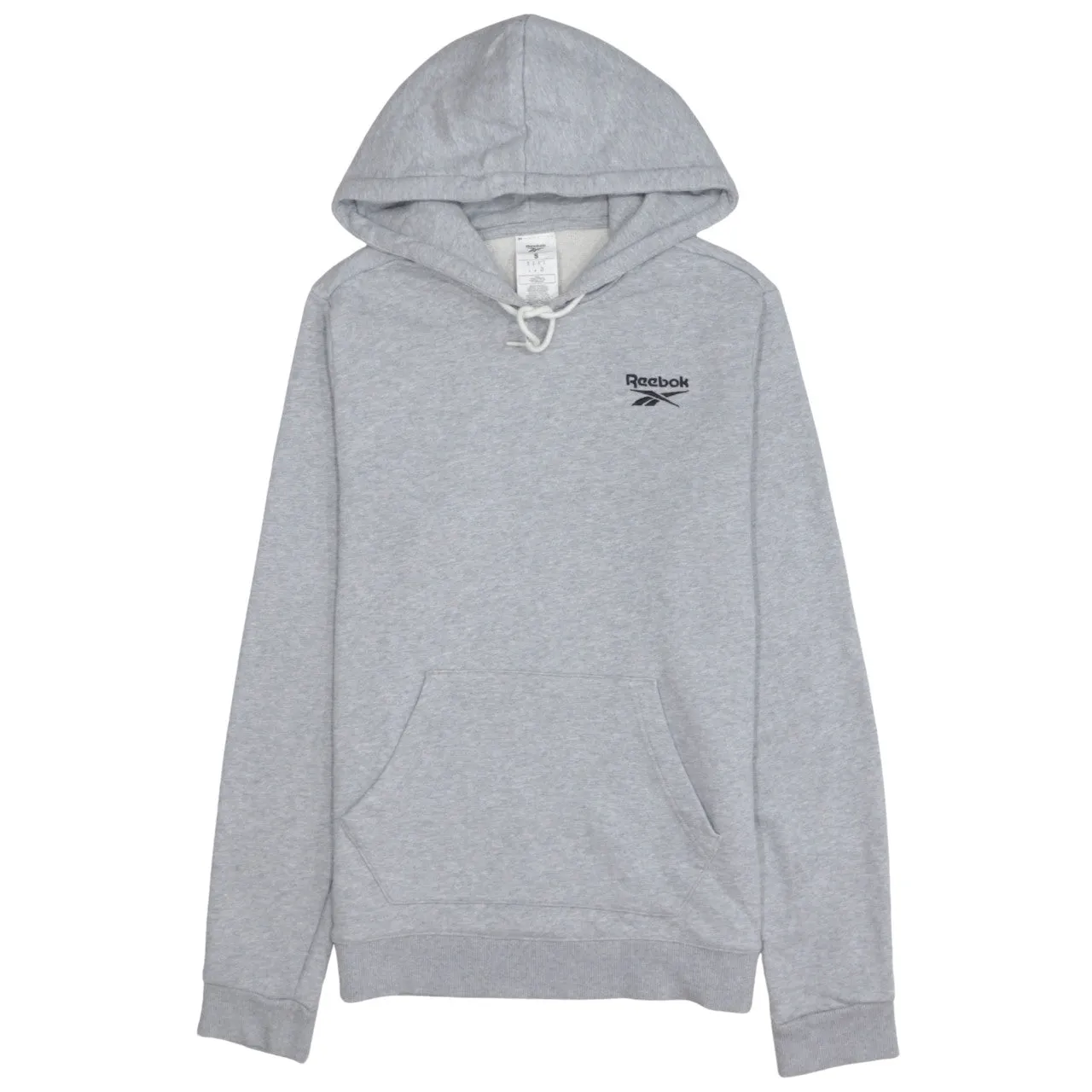 Reebok Grey Hoodie Men's Small Embroidered Chest Logo Front Pocket Pullover Sweatshirt sold by Vintage Club