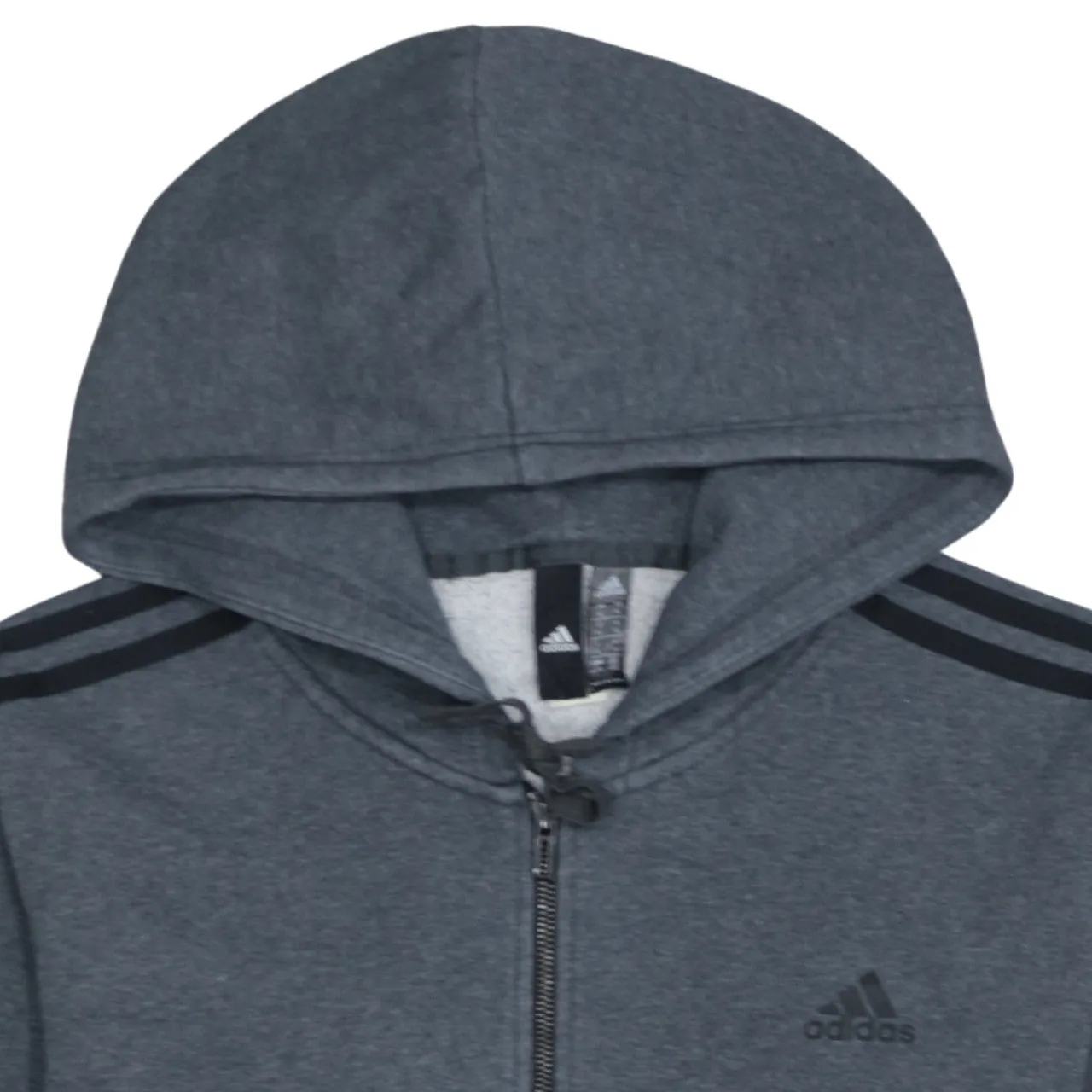 Adidas Dark Grey Full Zip Hoodie Men's XLarge Three Stripe Sleeves Embroidered Logo Top sold by Vintage Club product image thumbnail 3