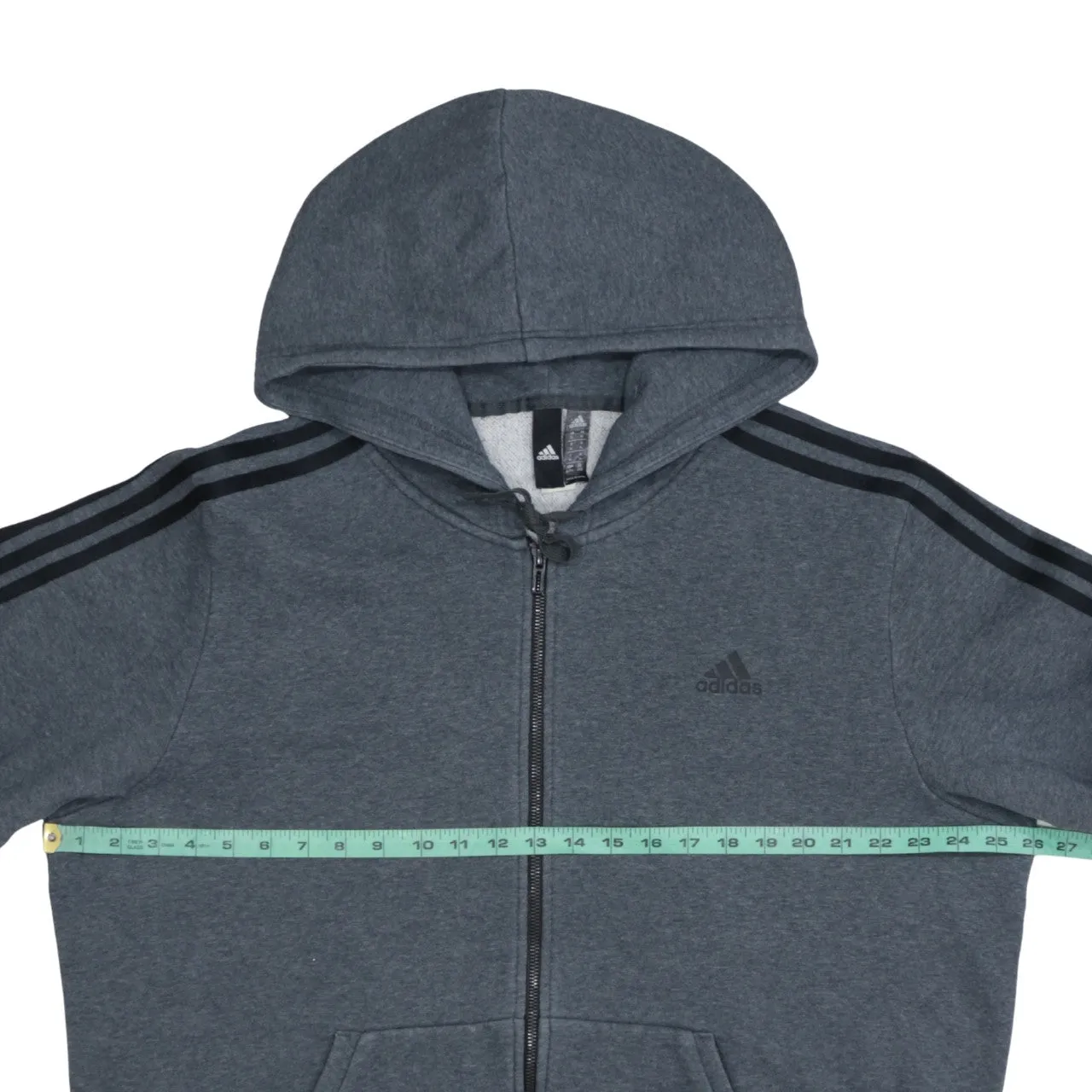 Adidas Dark Grey Full Zip Hoodie Men's XLarge Three Stripe Sleeves Embroidered Logo Top sold by Vintage Club product image thumbnail 5