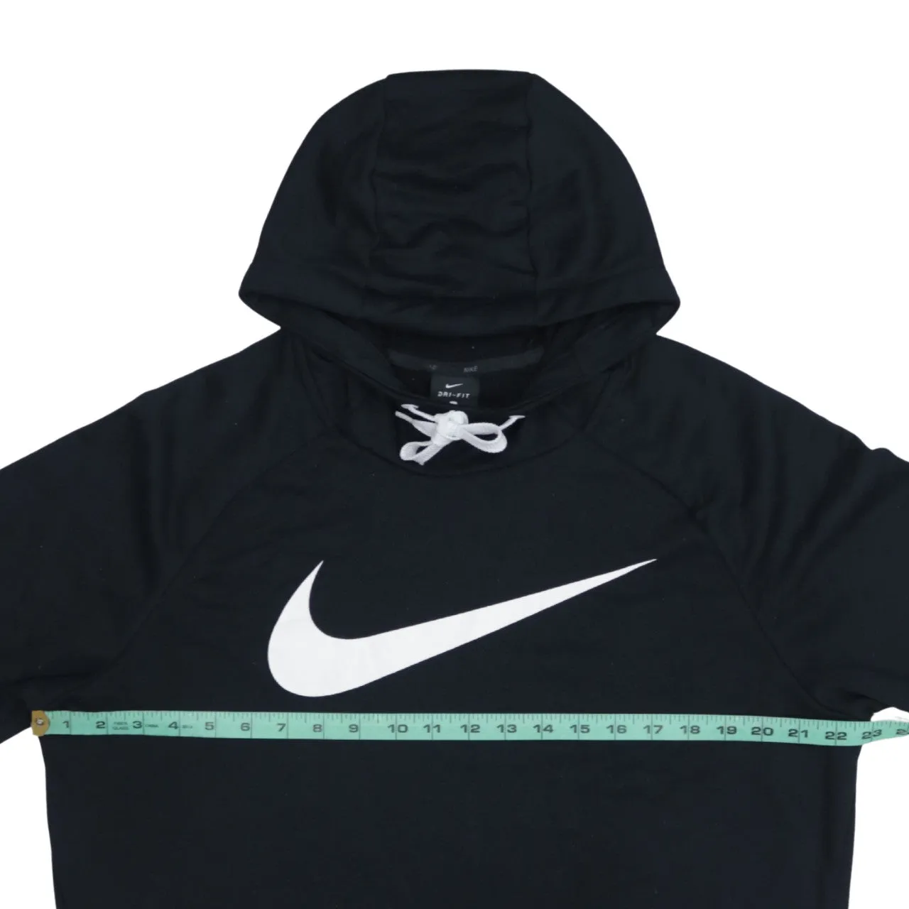 Nike Black Hoodie Men's Large Printed Swoosh Logo Front Pocket Pullover Sweatshirt sold by Vintage Club product image thumbnail 5