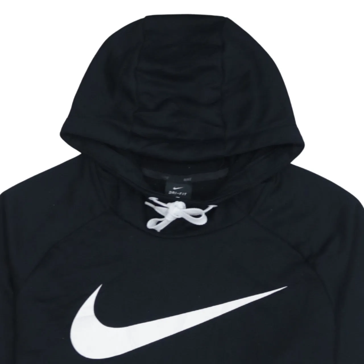Nike Black Hoodie Men's Large Printed Swoosh Logo Front Pocket Pullover Sweatshirt sold by Vintage Club product image thumbnail 3