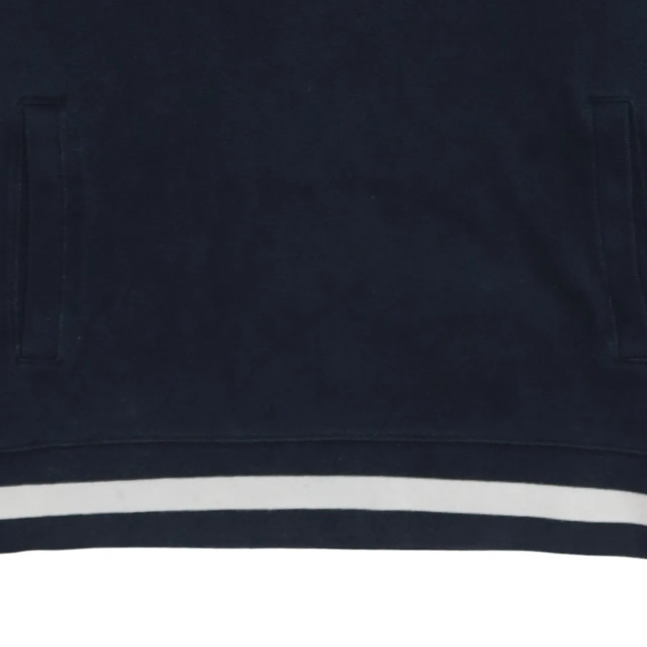 Fred Perry Navy Blue Sweatshirt Women’s Large Embroidered Logo Quarter Zip Striped Hem Pullover sold by Vintage Club product image thumbnail 4