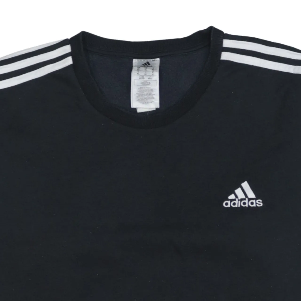 Adidas Black Sweatshirt Men's XLarge Embroidered Chest Logo Three Stripe Sleeves Pullover Top sold by Vintage Club product image thumbnail 3
