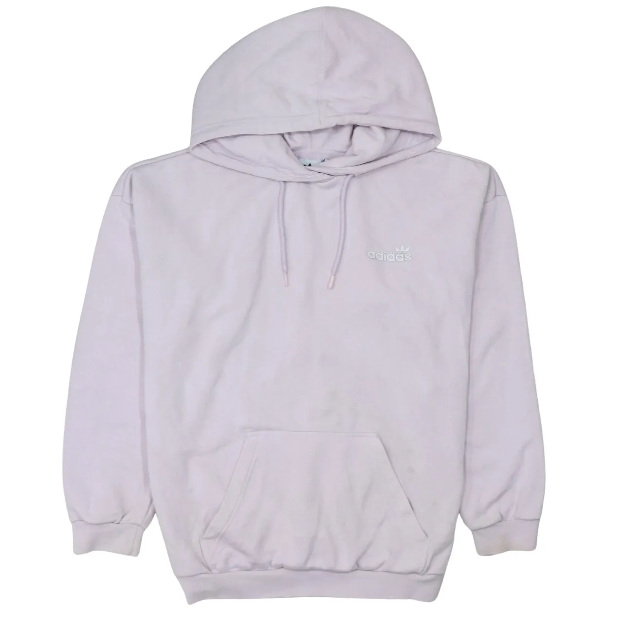 Adidas Light Pink Hoodie Women’s Small Embroidered Trefoil Logo Front Pouch Pullover Sweatshirt sold by Vintage Club