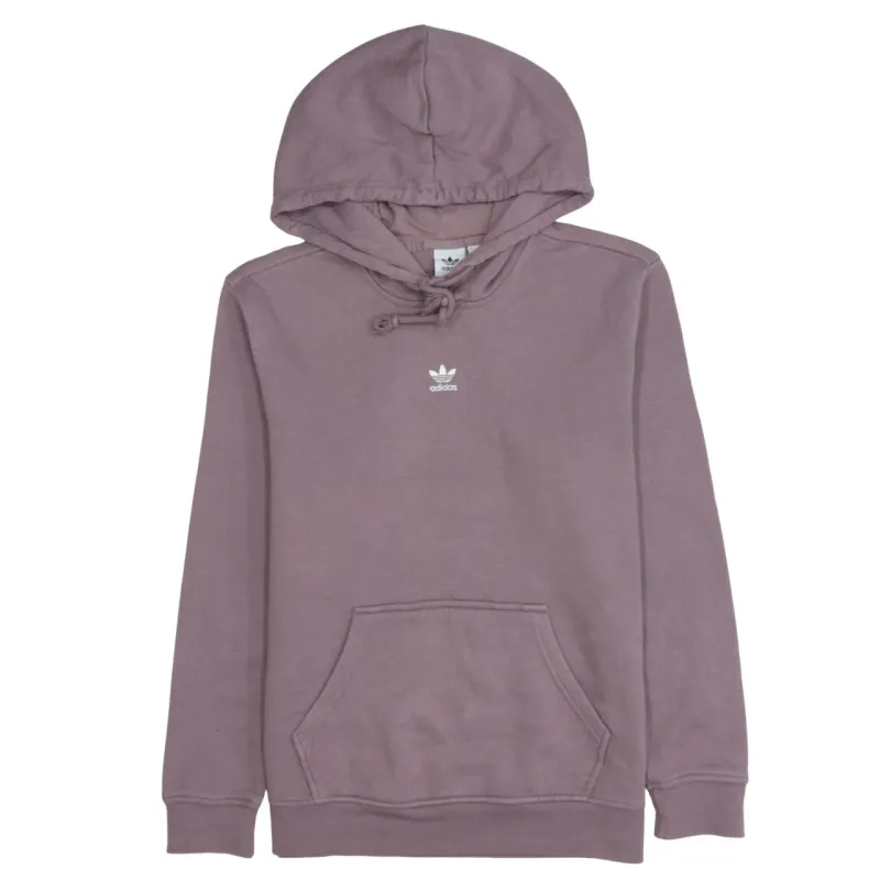 Adidas Mauve Pink Hoodie Women’s Medium Small Trefoil Printed Logo Front Pocket Pullover Sweatshirt sold by Vintage Club