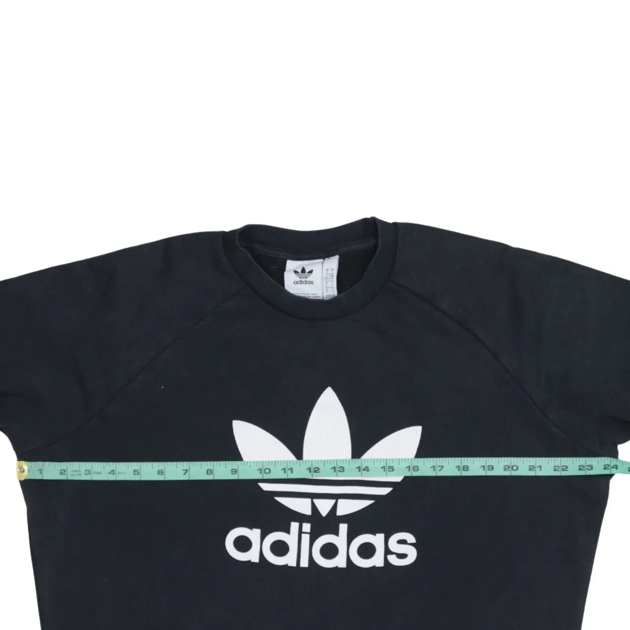 Adidas Black Sweatshirt Men’s Large Big Trefoil Printed Logo Crewneck Pullover Top sold by Vintage Club product image thumbnail 5