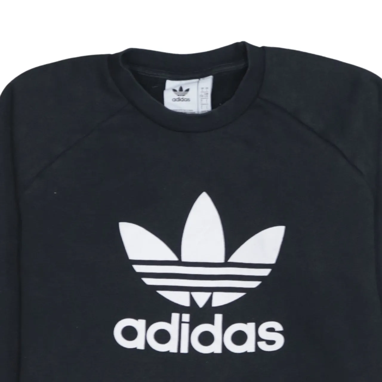 Adidas Black Sweatshirt Men’s Large Big Trefoil Printed Logo Crewneck Pullover Top sold by Vintage Club product image thumbnail 3