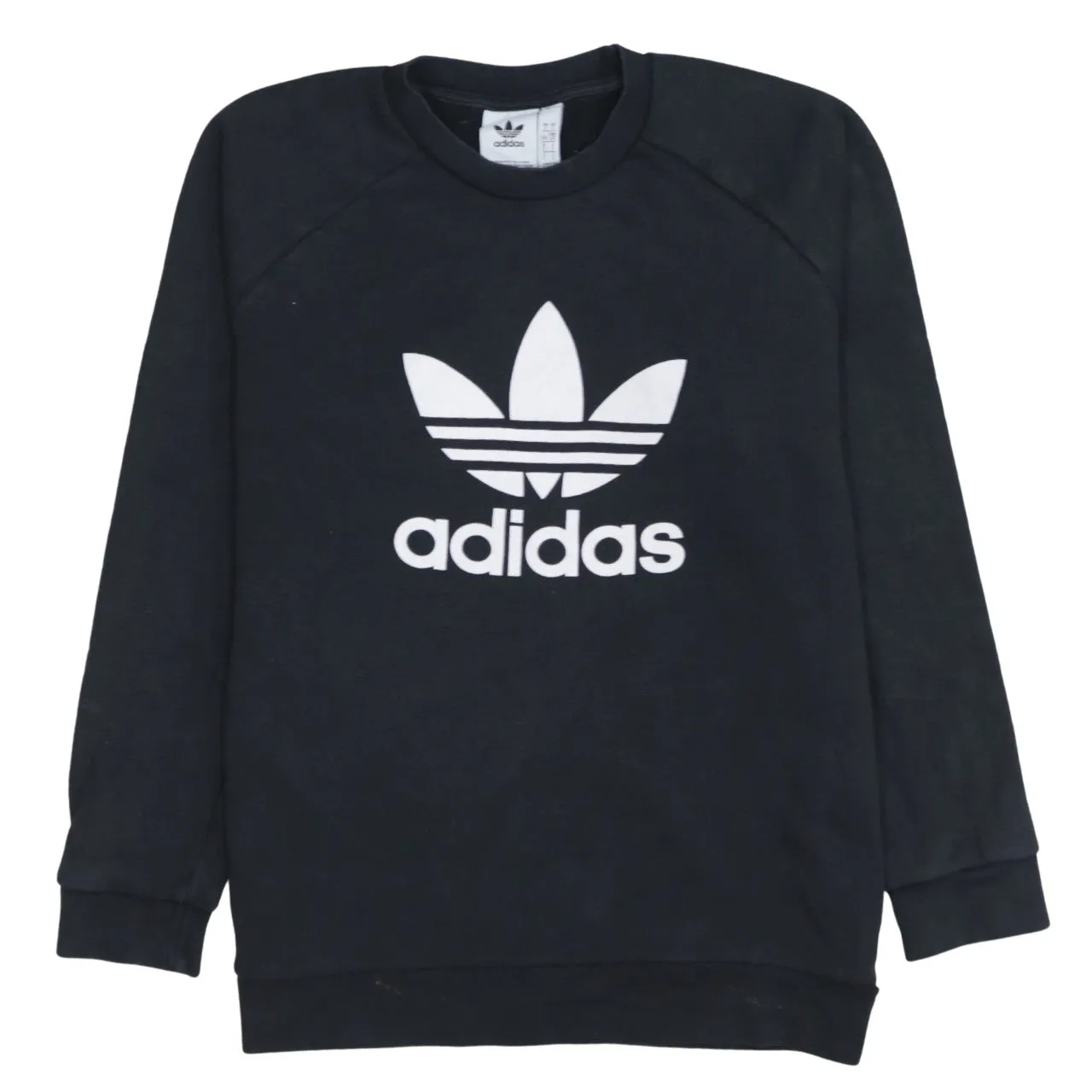 Adidas Black Sweatshirt Men’s Large Big Trefoil Printed Logo Crewneck Pullover Top sold by Vintage Club