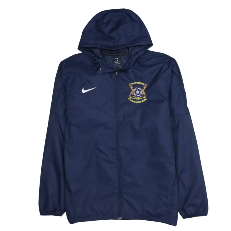 Nike Navy Blue Hooded Windbreaker Jacket Men’s XLarge Embroidered Crest Zip Raincoat sold by Vintage Club