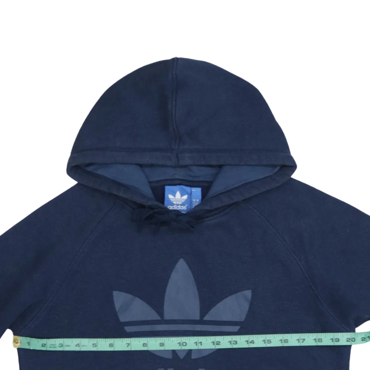 Adidas Navy Blue Hoodie Men's Small Trefoil Printed Logo Front Pocket Pullover Sweatshirt sold by Vintage Club product image thumbnail 5