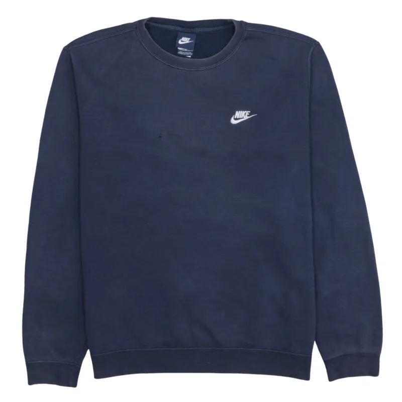 Nike Navy Blue Sweatshirt Men's Medium Embroidered Swoosh Logo Crewneck Pullover Fleece Top sold by Vintage Club