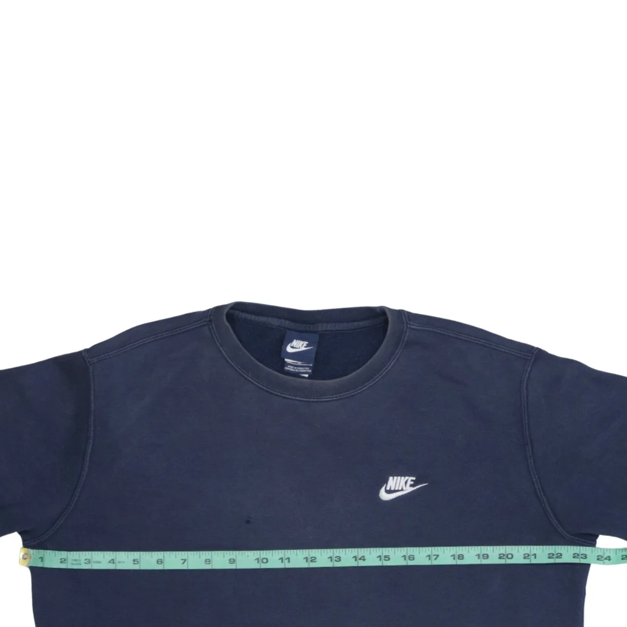 Nike Navy Blue Sweatshirt Men's Medium Embroidered Swoosh Logo Crewneck Pullover Fleece Top sold by Vintage Club product image thumbnail 5