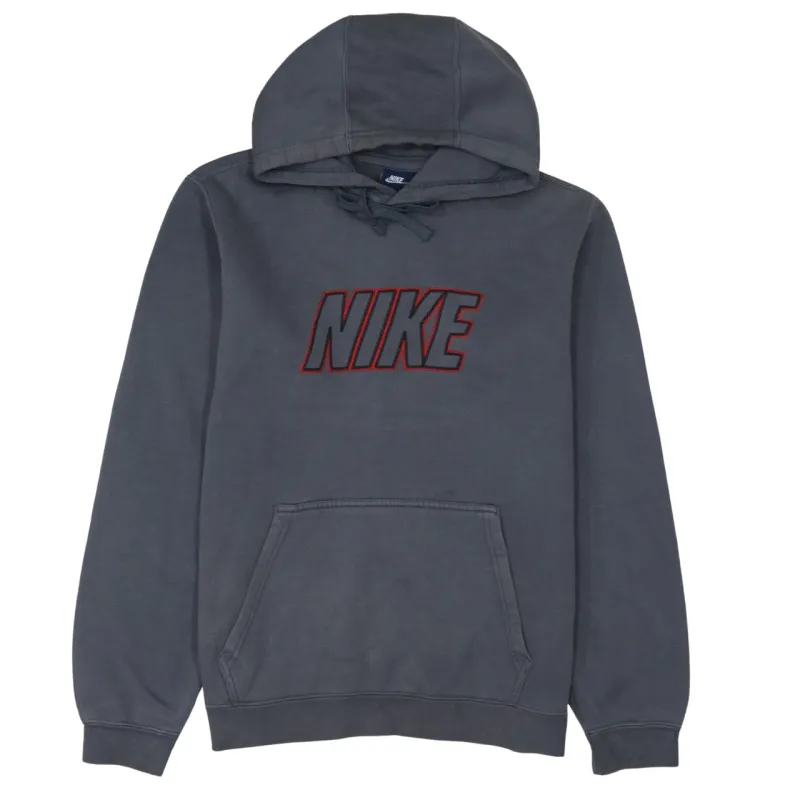 Nike Charcoal Grey Hoodie Men's Medium Embroidered Chest Logo Front Pocket Pullover Sweatshirt made by Nike