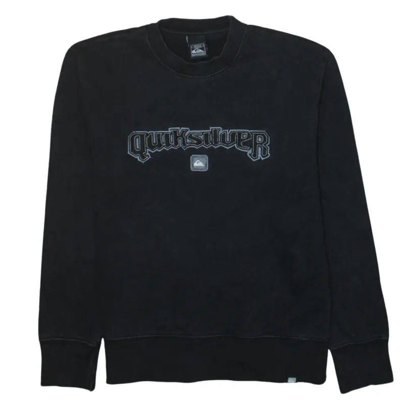 Quiksilver Black Sweatshirt Women’s Medium Embroidered Logo Crewneck Pullover Fleece Top sold by Vintage Club