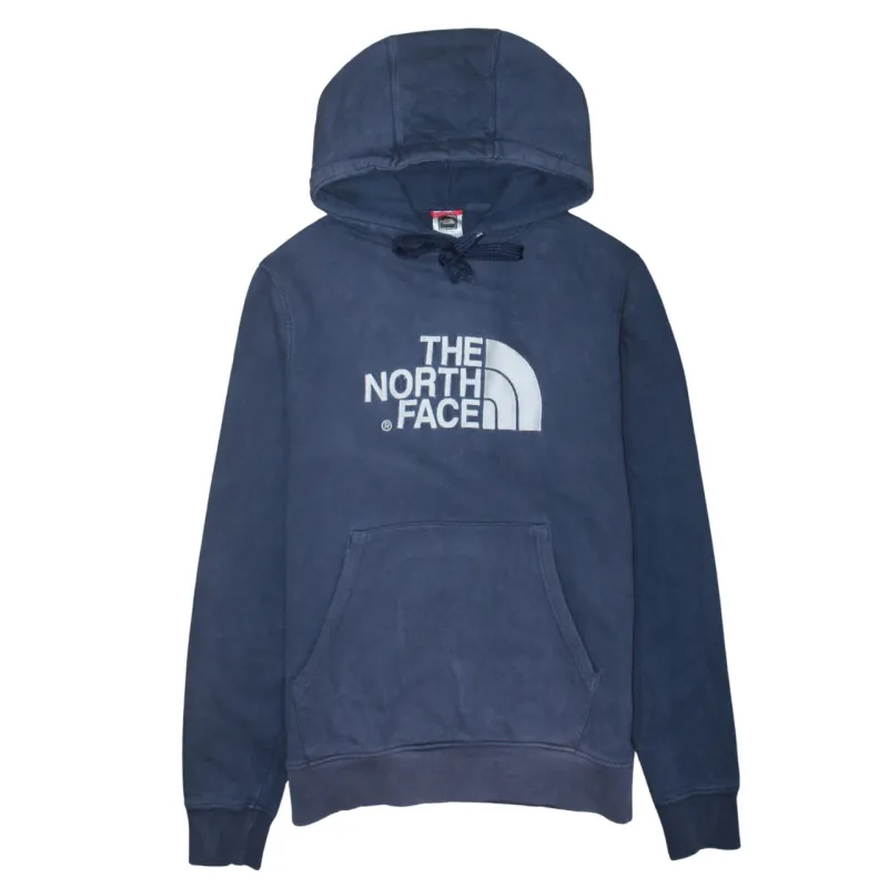The North Face Navy Blue Hoodie Men's Small Embroidered Front Logo Drawstring Pullover Sweatshirt sold by Vintage Club