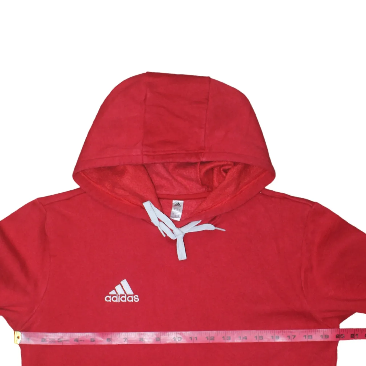 Adidas Red Hoodie Men's Small Embroidered Logo Drawstring Pocket Pullover Sweatshirt sold by Vintage Club product image thumbnail 5