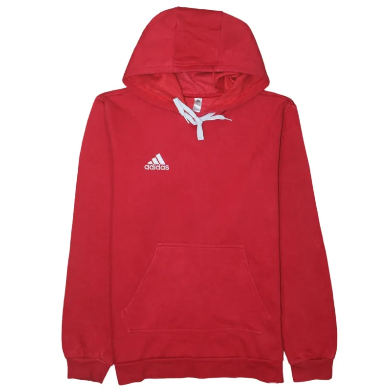 Adidas Red Hoodie Men's Small Embroidered Logo Drawstring Pocket Pullover Sweatshirt sold by Vintage Club
