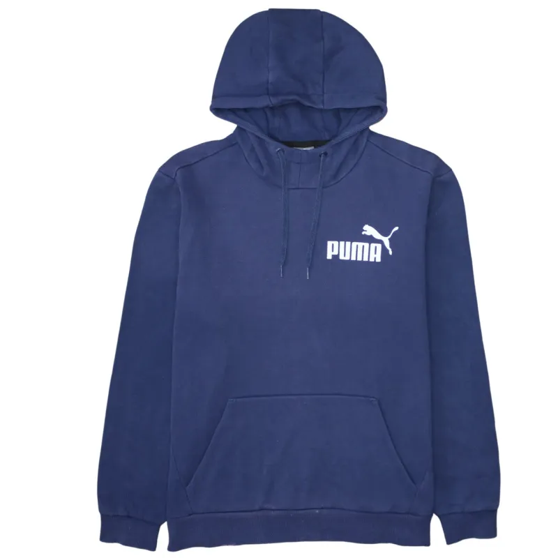 Puma Navy Blue Hoodie Men's Large Printed Logo Front Pocket Pullover Sweatshirt sold by Vintage Club