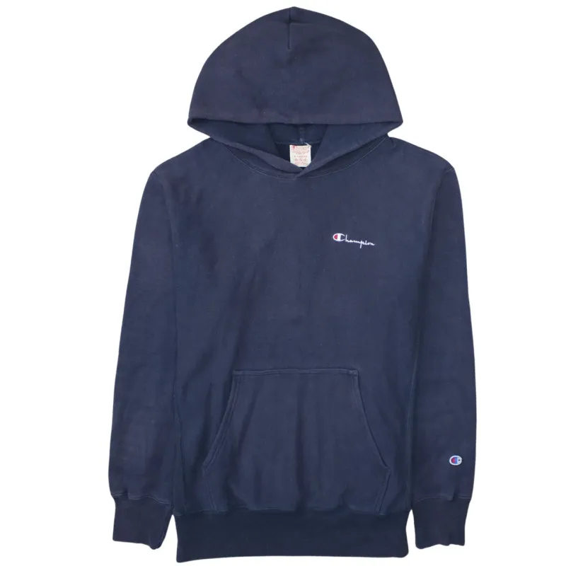 Champion Navy Blue Hoodie Women’s XLarge Embroidered Chest Logo Front Pocket Pullover Sweatshirt sold by Vintage Club
