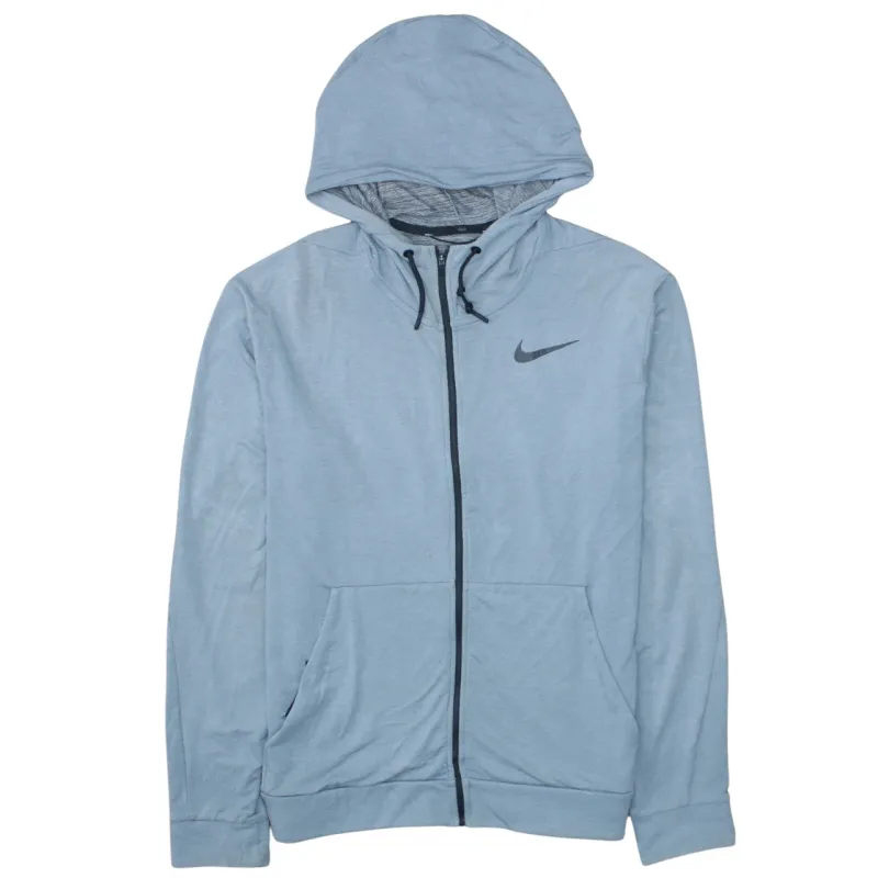 Nike Light Blue Hoodie Women’s Large Full Zip Printed Swoosh Drawstring Pockets Sweatshirt sold by Vintage Club