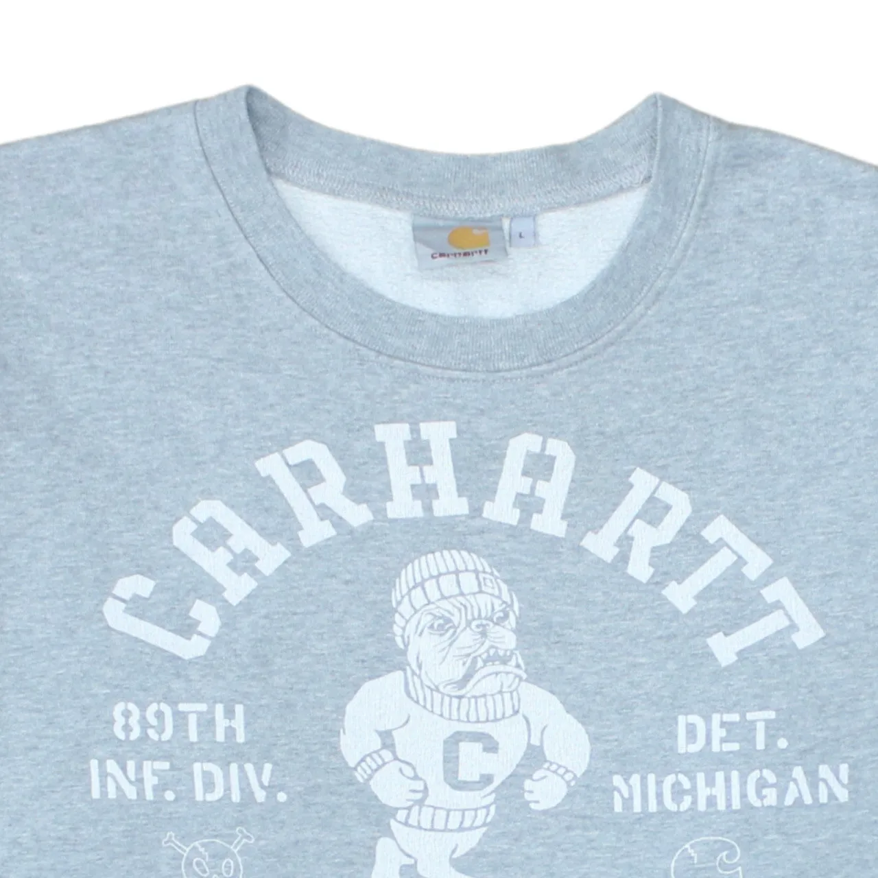 Carhartt Light Grey Sweatshirt Men's Large Printed Academy Logo Crewneck Pullover Top sold by Vintage Club product image thumbnail 3