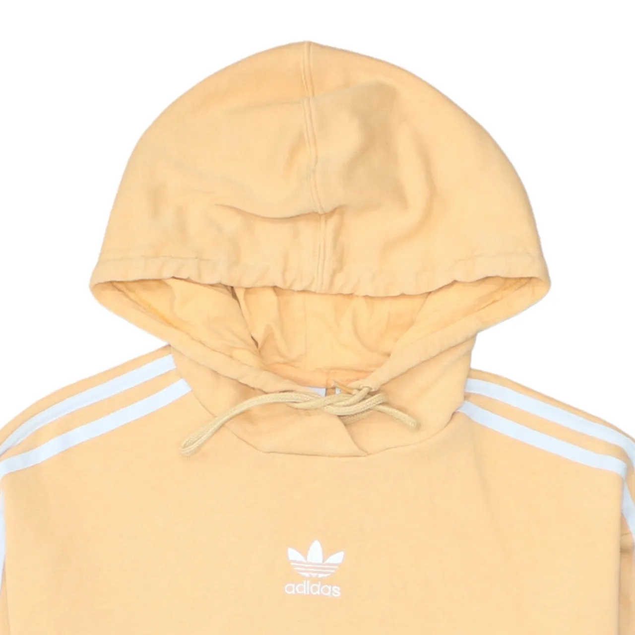 Adidas Pastel Orange Hoodie Women’s XSmall Trefoil Printed Logo Three Stripe Sleeves Pullover sold by Vintage Club product image thumbnail 3