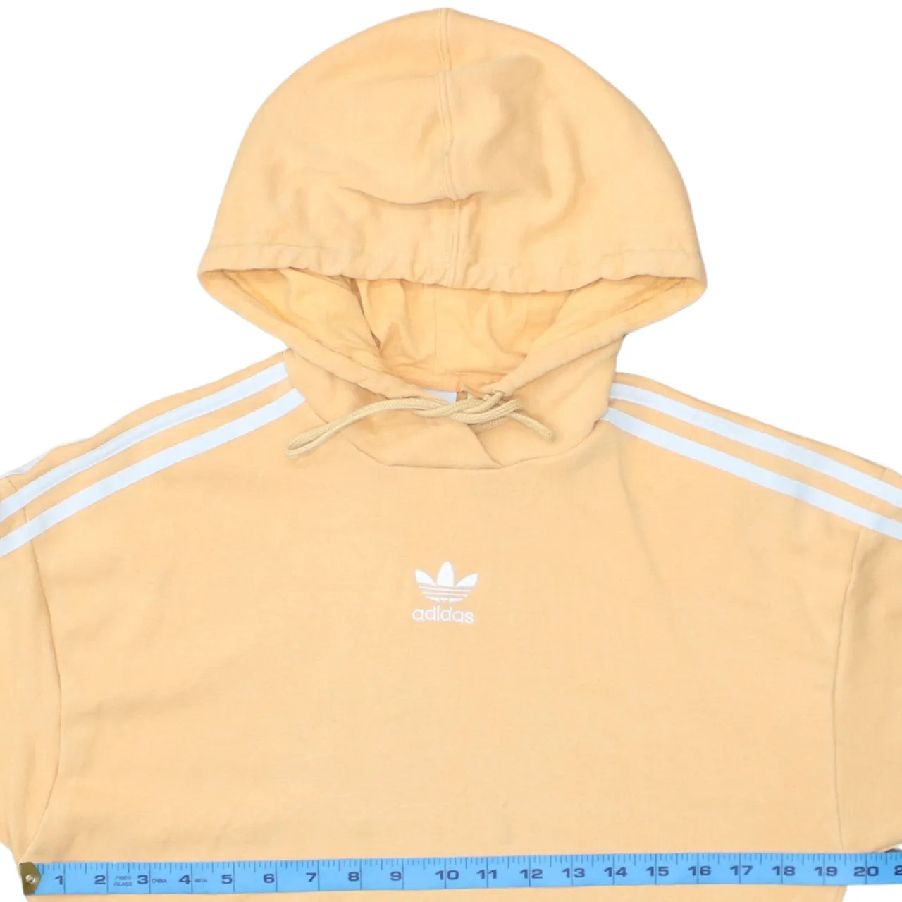Adidas Pastel Orange Hoodie Women’s XSmall Trefoil Printed Logo Three Stripe Sleeves Pullover sold by Vintage Club product image thumbnail 5