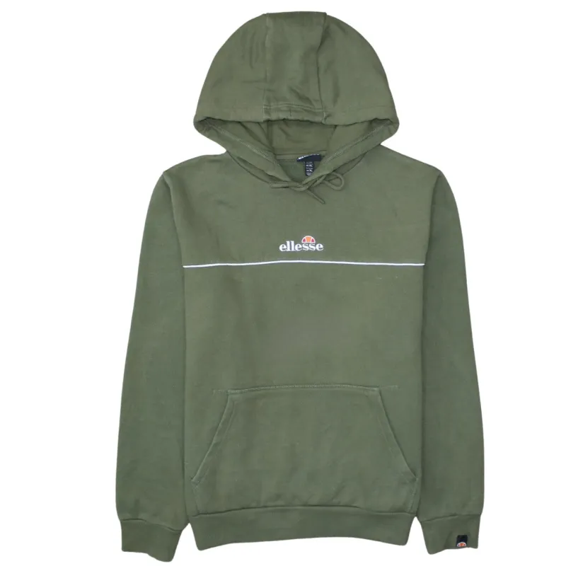 Ellesse Khaki Green Hoodie Women’s XLarge Embroidered Logo Front Piping Fleece Pullover Sweatshirt made by Ellesse