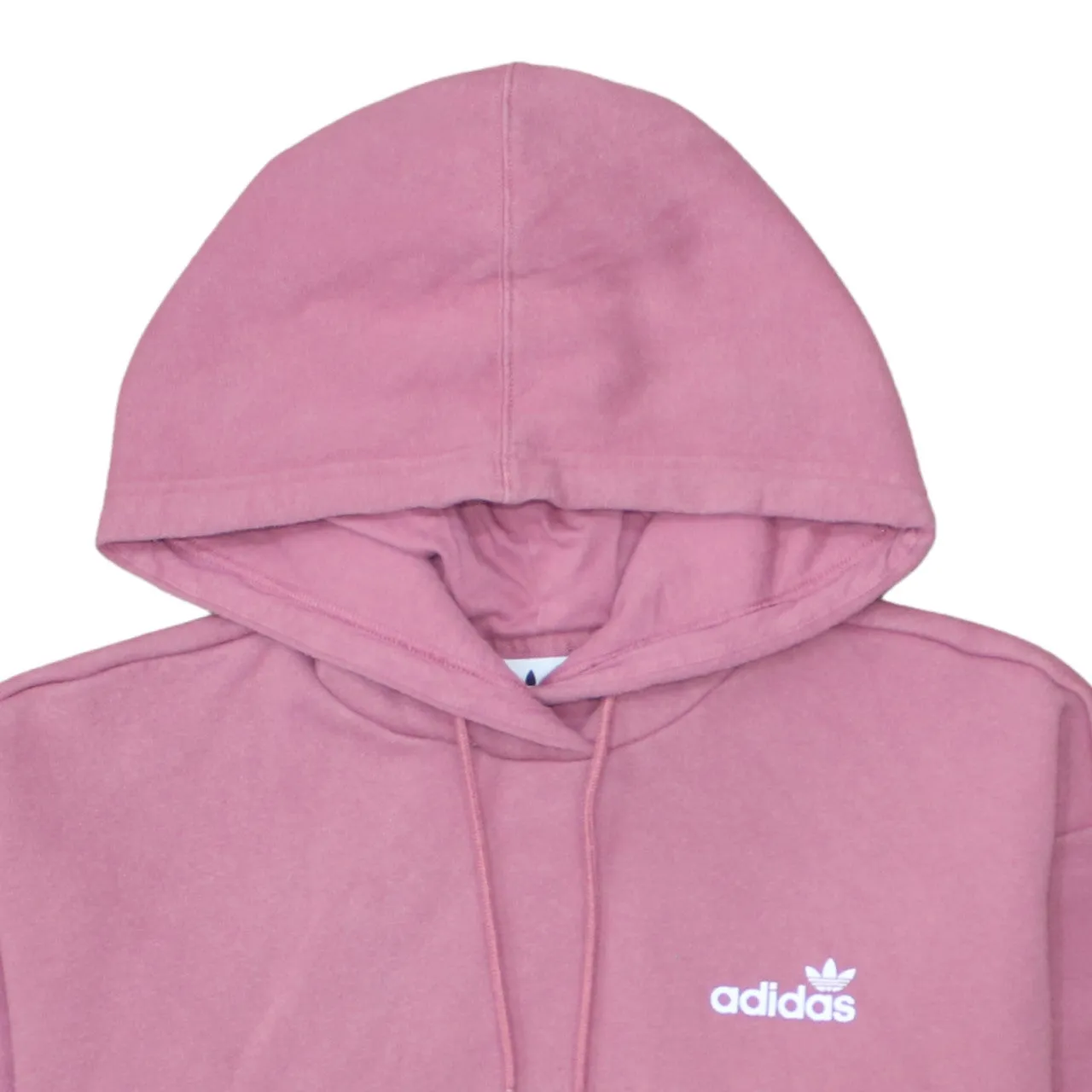 Adidas Pink Hoodie Women’s XSmall Printed Trefoil Logo Pullover Fleece Sweatshirt Top sold by Vintage Club product image thumbnail 3