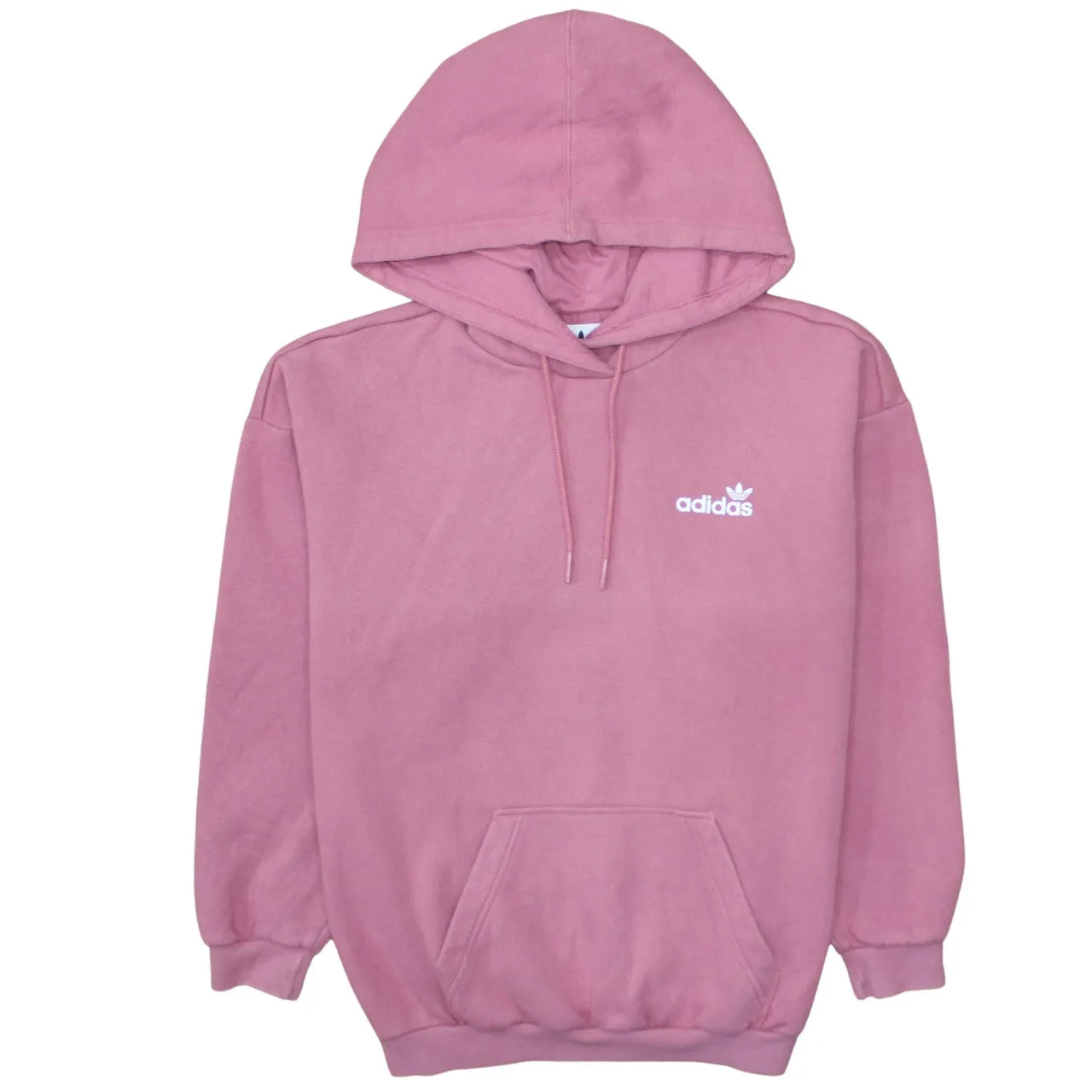 Adidas Pink Hoodie Women’s XSmall Printed Trefoil Logo Pullover Fleece Sweatshirt Top sold by Vintage Club