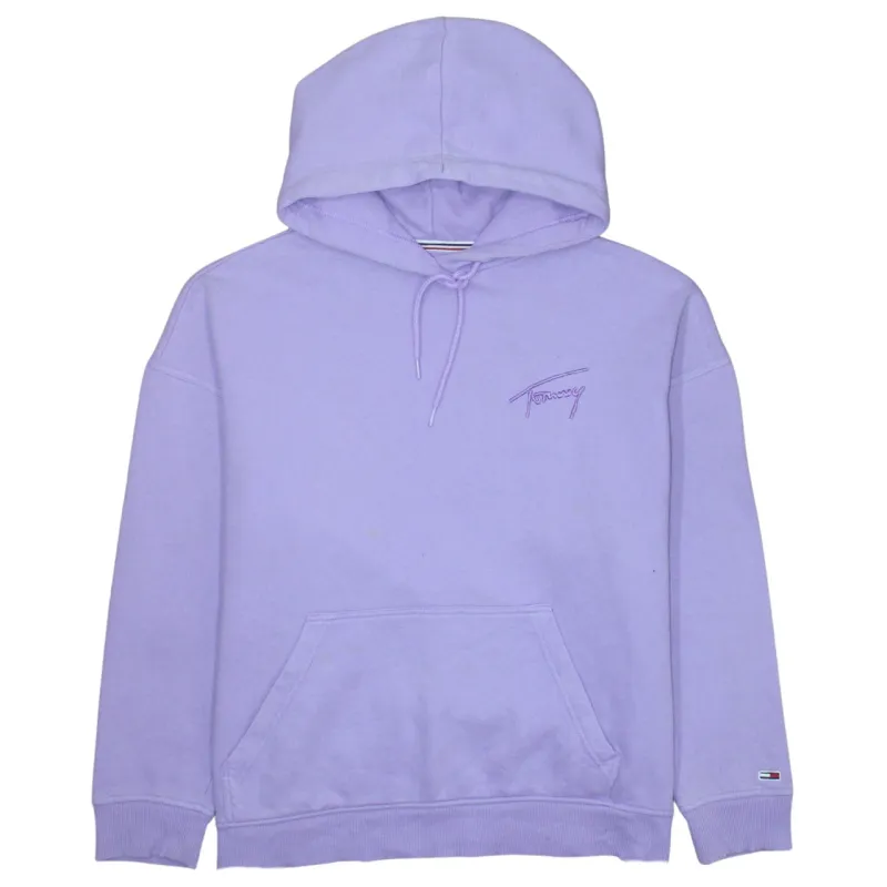Tommy Jeans Lilac Purple Hoodie Men's Medium Embroidered Script Logo Front Pocket Pullover Sweatshirt sold by Vintage Club