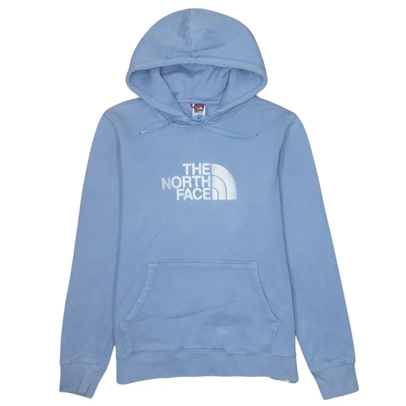 The North Face Light Blue Hoodie Women’s Large Printed Logo Front Pocket Pullover Sweatshirt made by The North Face