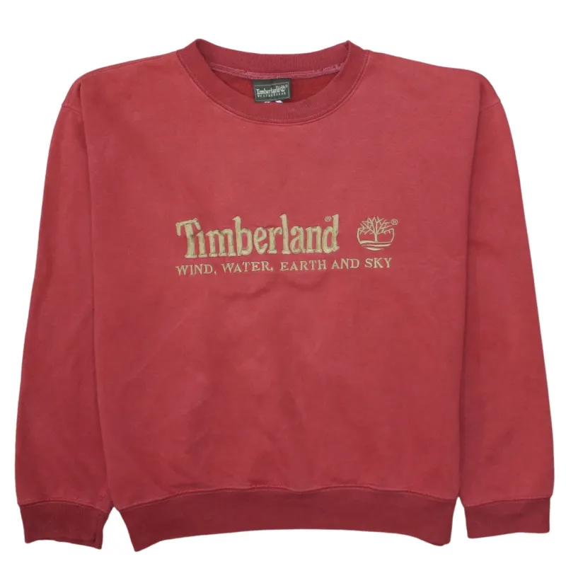 Timberland Burgundy Sweatshirt Men's Large Embroidered Logo Crewneck Pullover Jumper made by Timberland