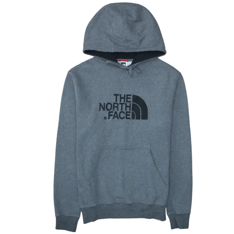 The North Face Grey Hoodie Men's Medium Printed Logo Fleece Lined Pullover Sweatshirt sold by Vintage Club