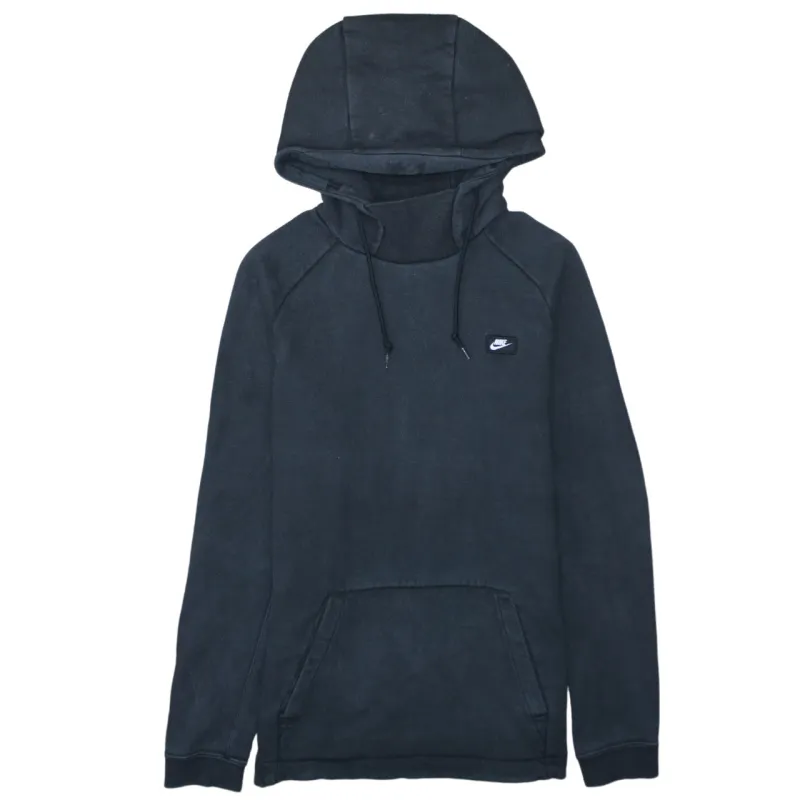 Nike Black Hoodie Women’s Small Drawstring Hood Embroidered Chest Logo Front Pocket Sweatshirt sold by Vintage Club