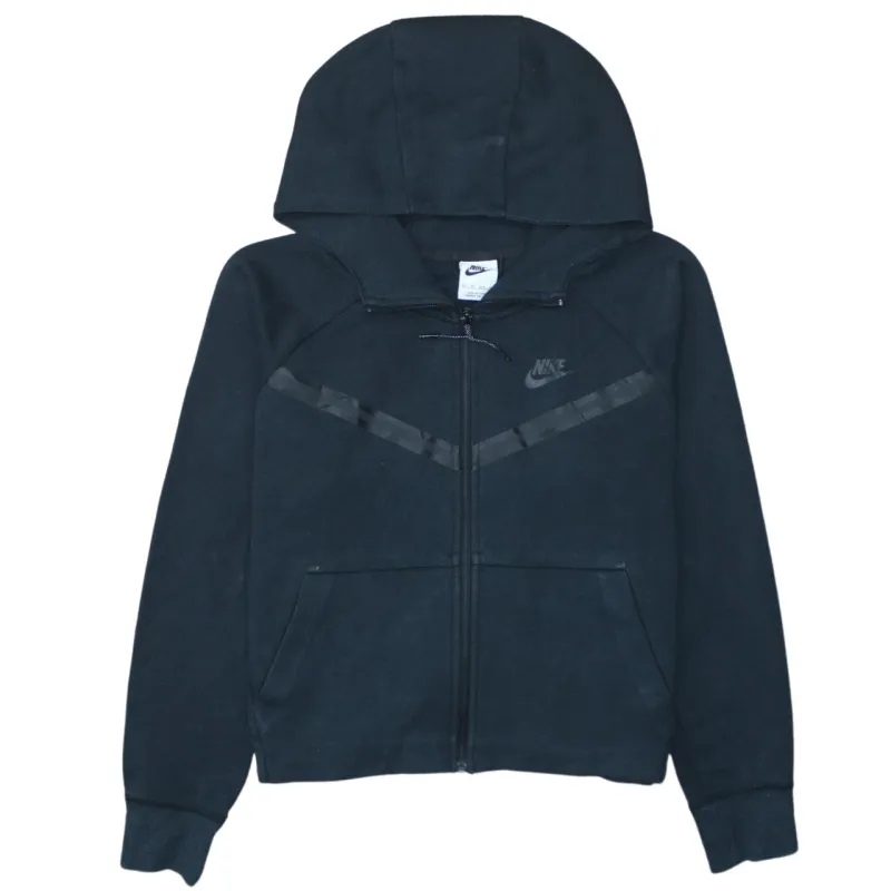 Nike Black Full Zip Hoodie Men's XSmall Embroidered Logo Chevron Panel Sweatshirt sold by Vintage Club