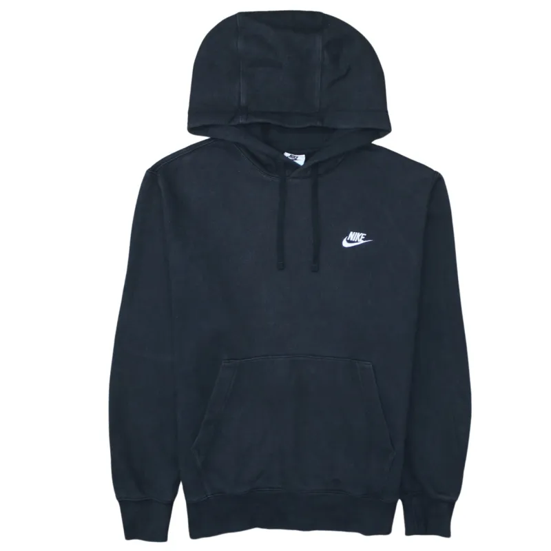 Nike Black Hoodie Men’s Small Embroidered Swoosh Logo Front Pocket Pullover Sweatshirt sold by Vintage Club