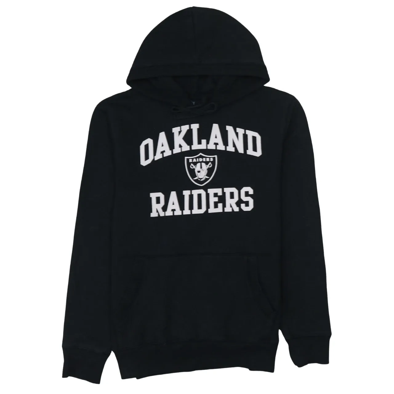 NFL Black Hoodie Women’s Medium Oakland Raiders Printed Logo Fleece Pullover Sweatshirt sold by Vintage Club