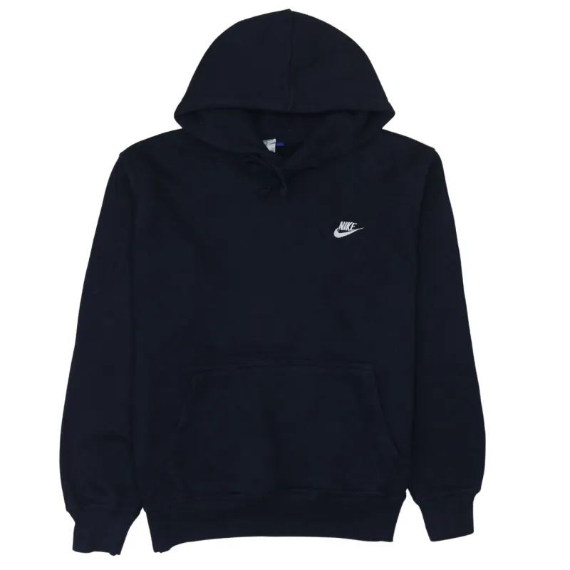 Nike Navy Blue Hoodie Women's Large Embroidered Swoosh Logo Front Pocket Pullover Sweatshirt sold by Vintage Club