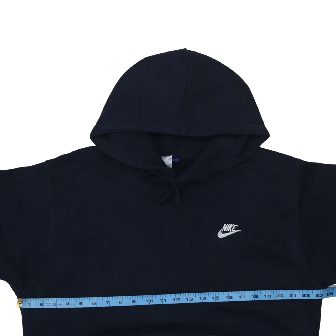 Nike Navy Blue Hoodie Women's Large Embroidered Swoosh Logo Front Pocket Pullover Sweatshirt sold by Vintage Club product image thumbnail 5