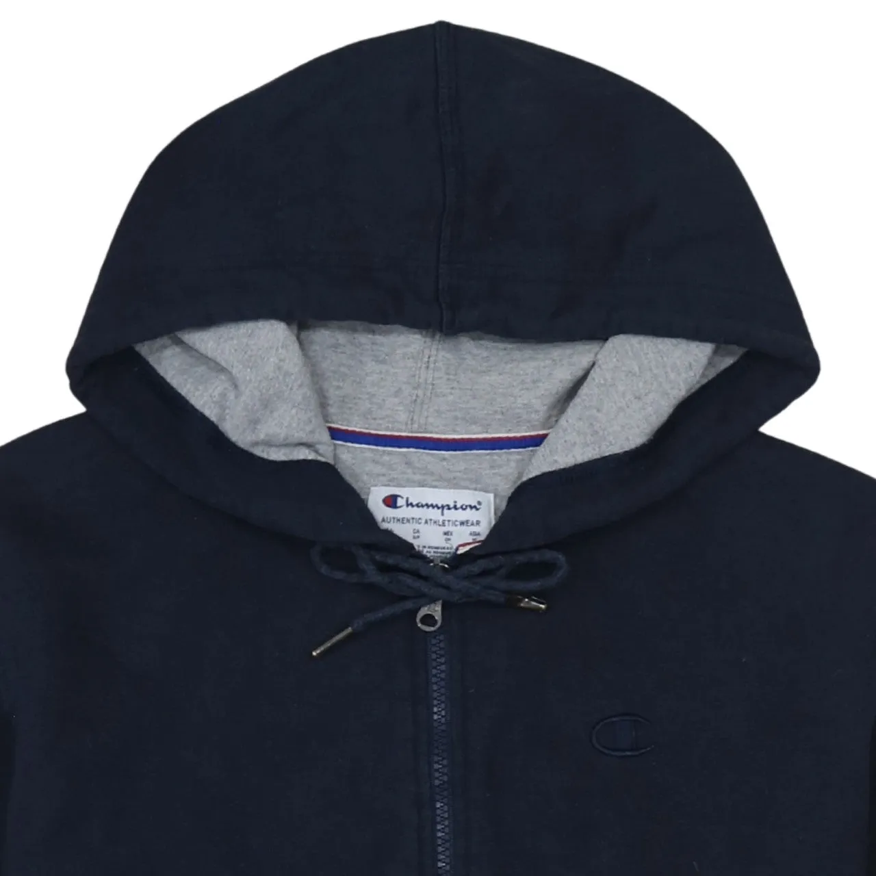 Champion Navy Blue Zip Hoodie Men's Small Embroidered C Logo Split Pocket Sweatshirt sold by Vintage Club product image thumbnail 3