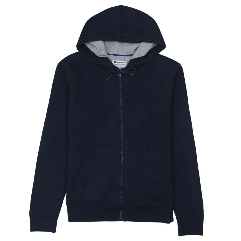 Champion Navy Blue Zip Hoodie Men's Small Embroidered C Logo Split Pocket Sweatshirt sold by Vintage Club