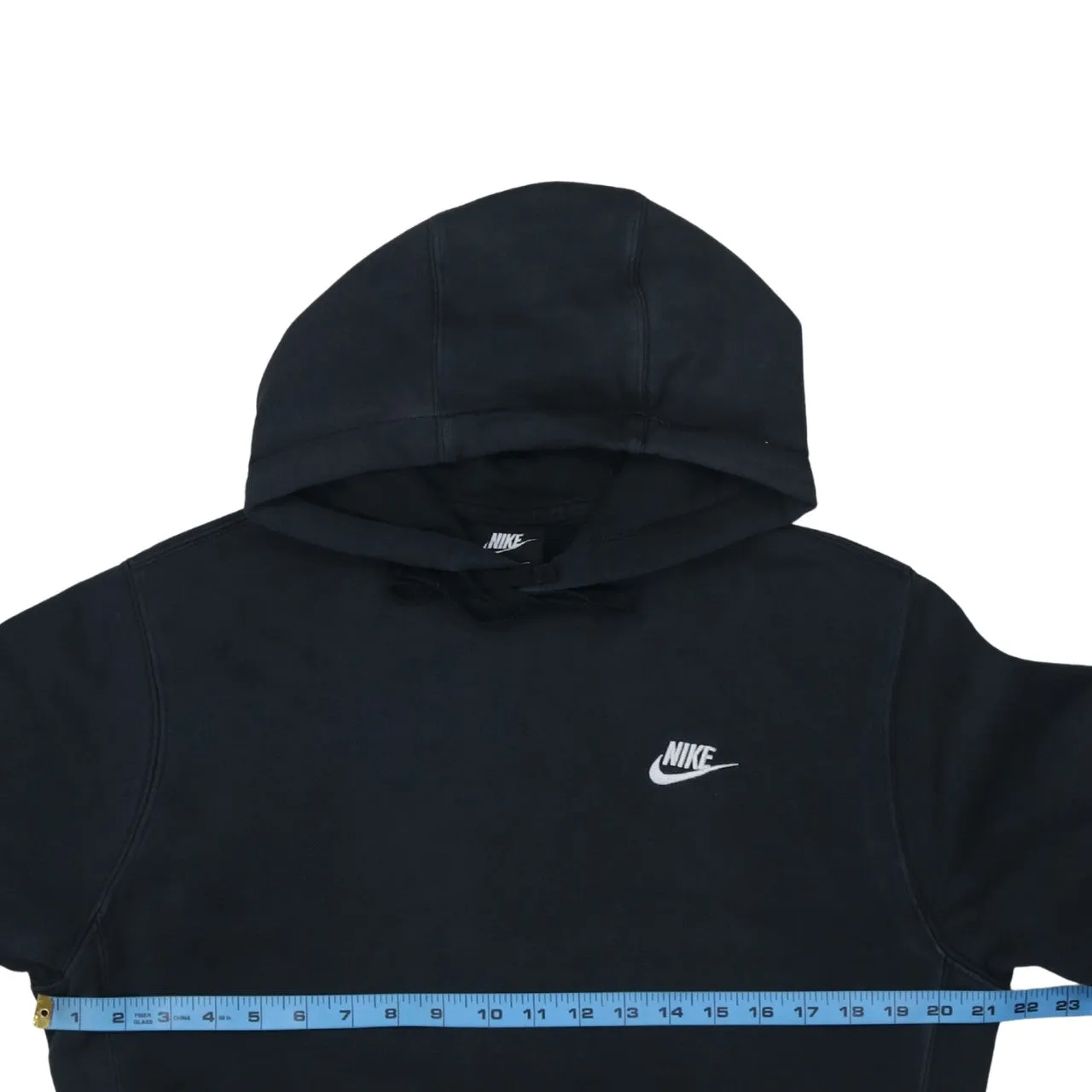 Nike Black Hoodie Men's Small Embroidered Mini Swoosh Logo Front Pocket Pullover Sweatshirt sold by Vintage Club product image thumbnail 5