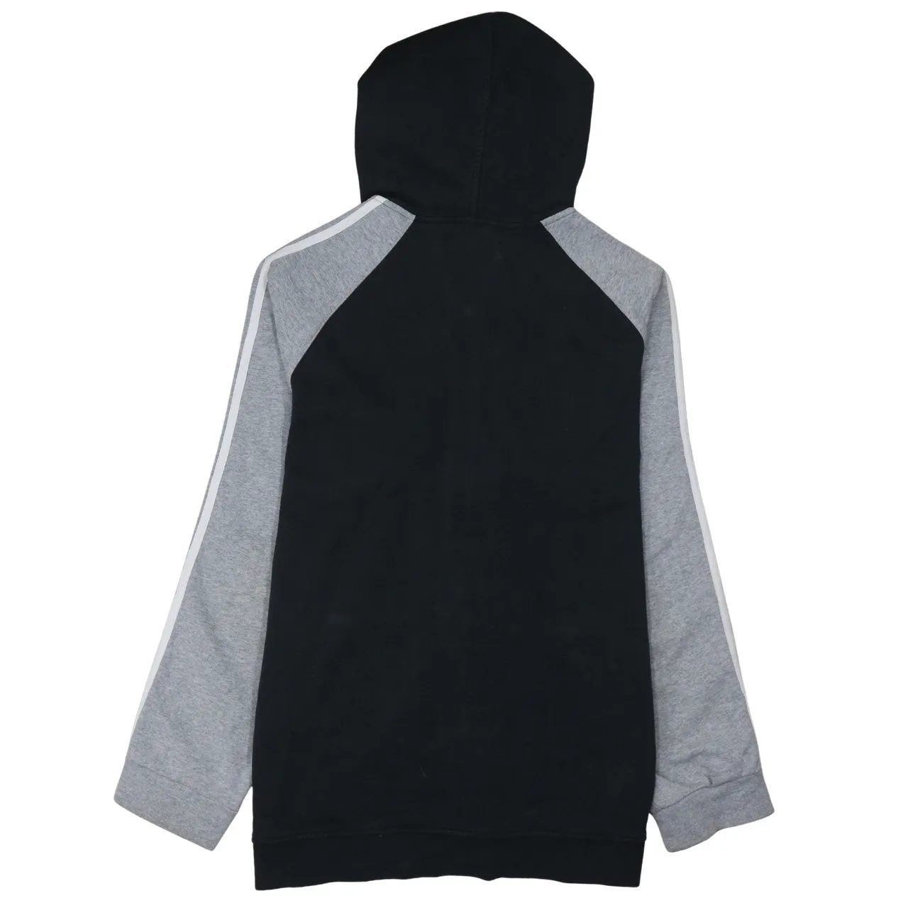 Adidas Black Grey Hoodie Women’s Large Full Zip Three Stripe Sleeves Embroidered Logo Sweatshirt sold by Vintage Club product image thumbnail 2